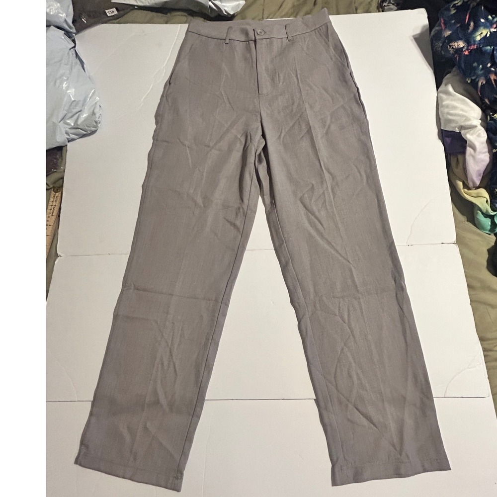 Halara Women Taupe Grey High Waisted Wide Leg Trousers Pants Size S Regular